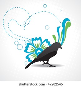 vector silhouette of bird with beautiful artwork