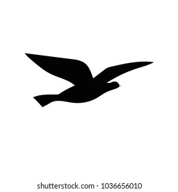 Vector silhouette of bird. Black isolated flat contour of flying bird. Design element for logo, print, card, flyer, fabric, poster.