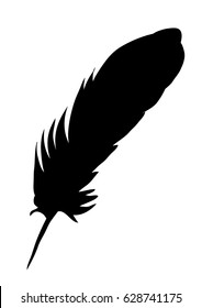Vector,  silhouette of bird feather, black