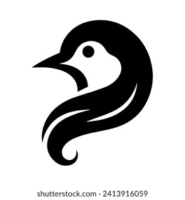 Vector silhouette of a bird head turning to the left EPS file