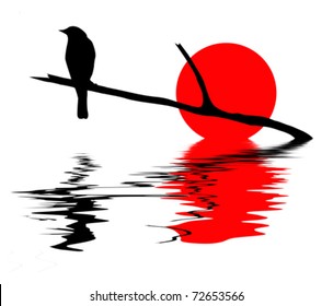 vector silhouette of the bird on white background