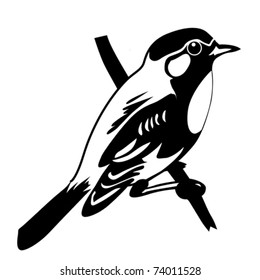 vector silhouette of the bird on white background