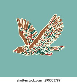Vector silhouette of the Bird of Prey (Osprey) in flight with wings spread.