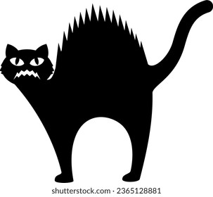silueta vectorial de un gato negro con su piel en pie