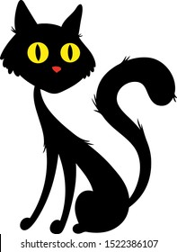 Vector Silhouette Black Cat Yellow Eyes Stock Vector (Royalty Free ...