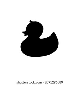 Vector silhouette in black color baby duck toy
