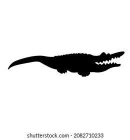 Vector silhouette in black color crocodile