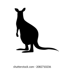 Vector silhouette in black color of a kangaroo