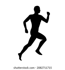 Vector silhouette in black color man runs