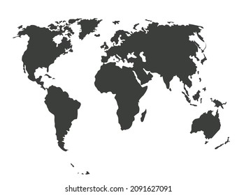 Vector silhouette in black color map of the world