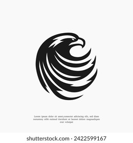 vector silhouette black eagle head logo design template