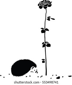 vector silhouette black hedgehog and rose lost thorn