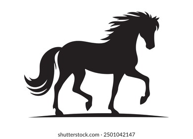 Vector silhouette black horse with white background
