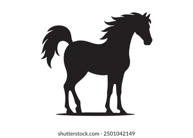 Vector silhouette black horse with white background