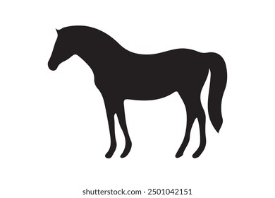 Vector silhouette black horse with white background