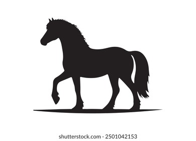 Vector silhouette black horse with white background