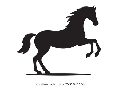 Vector silhouette black horse with white background