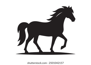Vector silhouette black horse with white background