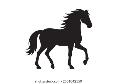 Vector silhouette black horse with white background