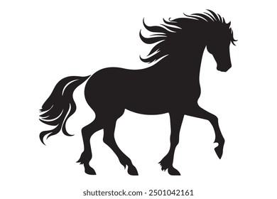 Vector silhouette black horse with white background