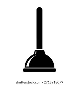 Vektorsilhouette aus schwarzer Silhouette Symbol eines Tauchkolbens für Abflüsse