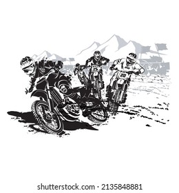 vector silhouette black motocross race 
