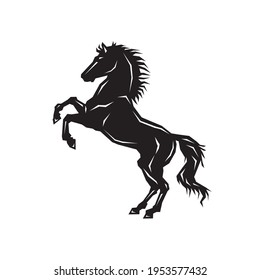 Vector silhouette black rearing Horse image. Abstract Horse icon design. Animal Horse design flat vector illustration isolated on white background Editable vector templates black silhouette of a horse