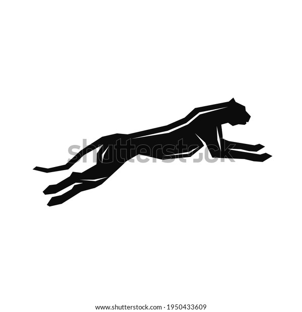 Vector Silhouette Black Running Cheetah Image Stock Vector (Royalty ...