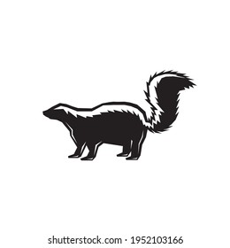 Vector silhouette black Skunk image. Abstract Skunk icon design animal. Skunk design flat illustration isolated on white background Editable vector Skunk templates side view clipart symbol shape logos