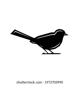 Vector silhouette black Sparrow image. Sparrow icon logo design. Bird design flat vector illustration Sparrow side view isolated white background Editable dove templates clipart symbol shape graphics 