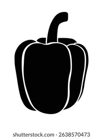 Vector silhouette black vegetable bell pepper
