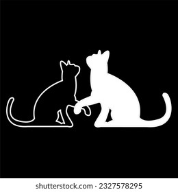 vector silhouette of black and white cat side view