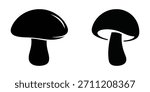 Vector silhouette of black and white silhouette icons of two mushrooms