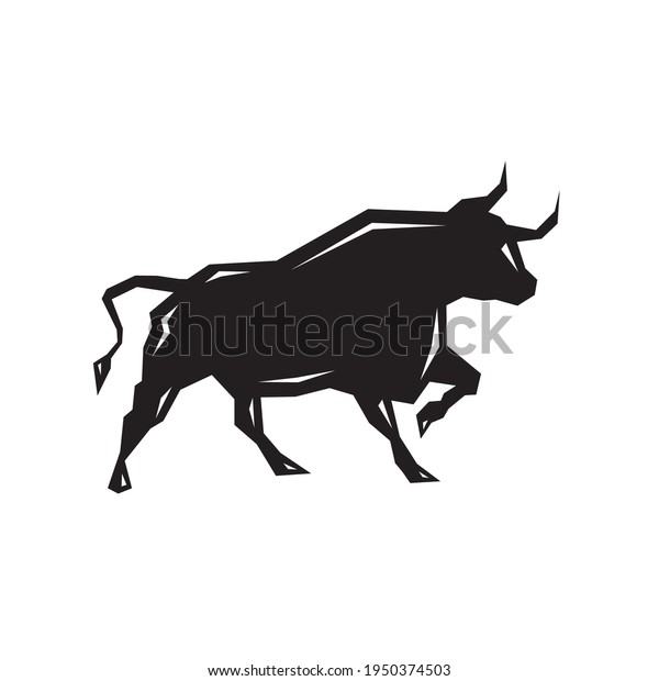 Vector Silhouette Black Wild Bull Long Stock Vector (Royalty Free ...