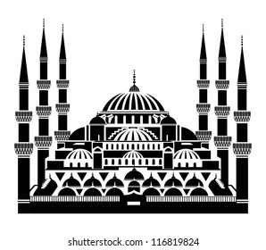 Vector silhouette of The Blue Mosque, Istanbul