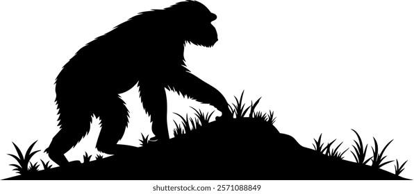  Vector silhouette body - Ape isolated - Gorilla in the wild