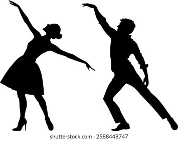 Vector silhouette body - couple dancing - Dance and dance sport