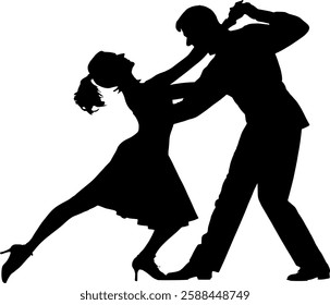 Vector silhouette body - couple dancing - Dance and dance sport