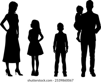 Vector silhouette body family - father mother children - Together - Trust in parents