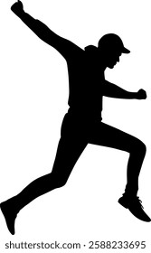 Vector silhouette body man jumping - reach goal  change with courage and strength - jump up - jump forward - development