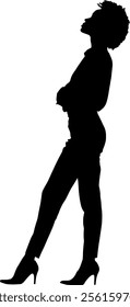 Vector silhouette body modern woman posing - strength and self-confident appearance - character - behavior and appearance - psychology and statement