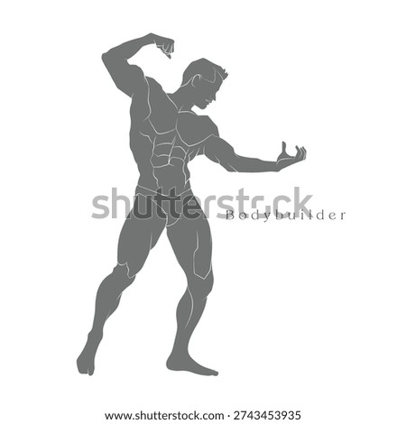 Vector silhouette of a bodybuilder, A macular man vector illustration, Bodybuilding pose of a boy