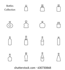 Vector silhouette of bottle collection set icons