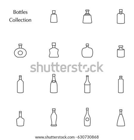 Vector silhouette of bottle collection set icons