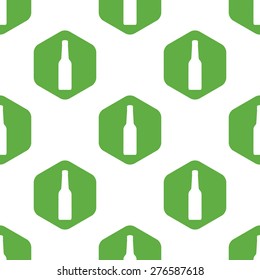 Vector silhouette of bottle in hexagon, repeated on white background