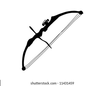 A vector silhouette of a bow and arrow