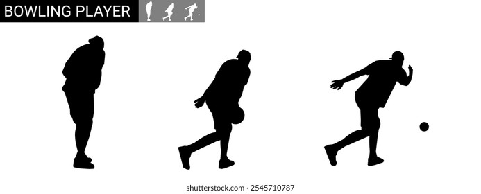 Vector silhouette of bowlers. Suitable for a sports theme. Different poses.