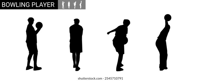 Vector silhouette of bowlers. Suitable for a sports theme. Different poses.