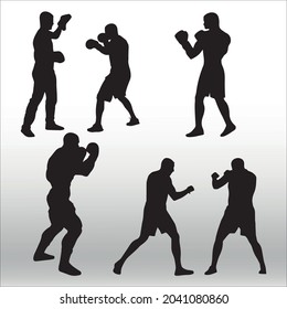 vector silhouette boxing, line isolated or logo isolated sign symbol vector, outline and stroke style Collection of high-quality vector illustration,