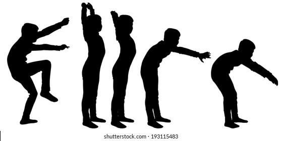 Vector silhouette of a boy on a white background.
